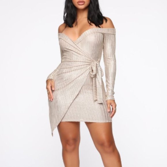 24K Gold & Glam Wrap Dress - Picture 2 of 7